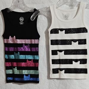 Wonder Nation Glitter Stripe Tank Tops - Black and White